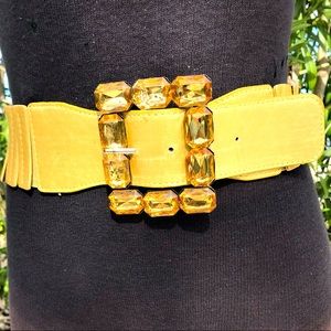 Vintage gold bling stretch faux leather belt